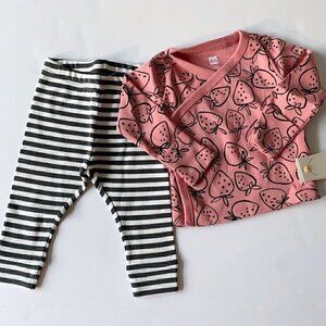 NWT Tea Collection Baby Girl Wrap Top And Pants Set 0-3 Months